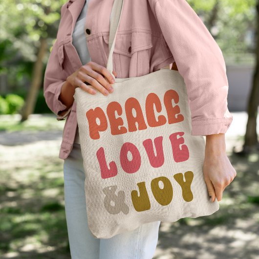 Tote Bag Retro Super Peace Love Joy Holiday Photo
