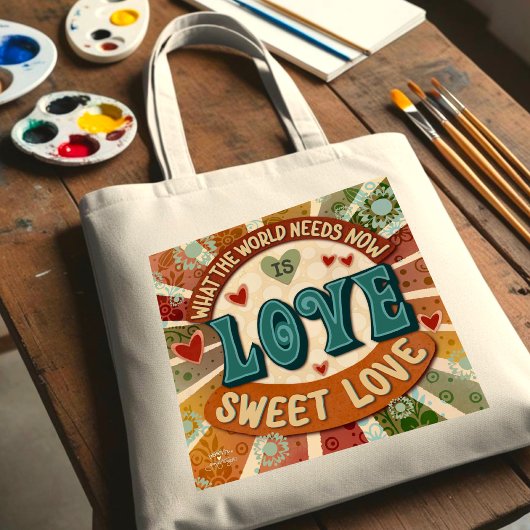 Tote Bag Retro Sweet Love Fun Modern Inspiration Citation
