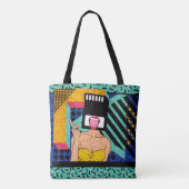 Tote Bag Retro Synthwave SD Card Head Pop Art Woman (Dos)