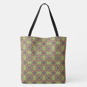 Tote Bag Retro Vert et Orange Abstrait motif floral (Dos)