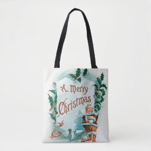 Tote Bag Retro Vintage Noël Cool Père Noël Salutation