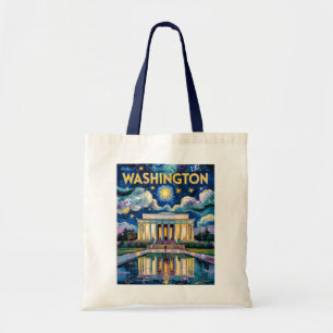 Tote Bag Rétro Washington DC Lincoln Memorial Van Gogh Art