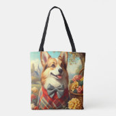 Tote Bag Retro Welsh Corgi Cardigan Peinture (Dos)