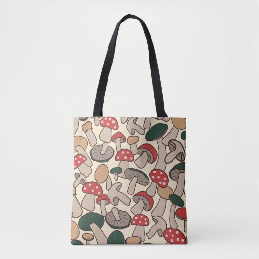 Tote Bag Retro Woodland Mushroom Pattern (Devant)