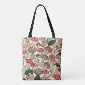 Tote Bag Retro Woodland Mushroom Pattern (Dos)