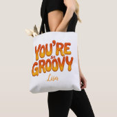 Tote Bag Retro You’re So Groovy Personalized Name 70s  (De près)