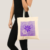 Tote Bag Rétros fleurs florales pourpres Girly (Devant (produit))