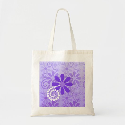 Tote Bag Rétros fleurs florales pourpres Girly (Devant)
