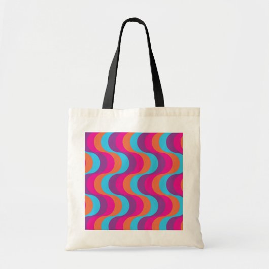 Tote Bag Rétros vagues dans bleu, orange, rose et le (Devant)