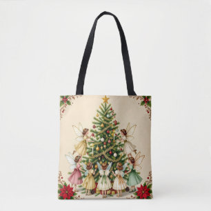 Tote Bag Réunion de fées de Noël victoriennes