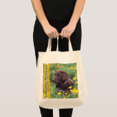 Tote Bag Reusable Chocolate Lab en Californie Poppy Patch (Devant (produit))