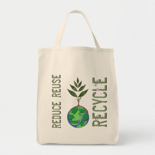 Tote Bag Réutiliser Réduire l'arbre de récupération Globe t (Devant)