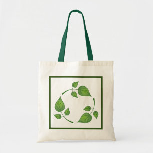 Tote Bag Réutilisez le symbole avec le feuille vert