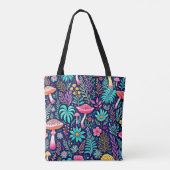 Tote Bag Rêve de forêt de champignons psychédélique néon (Dos)