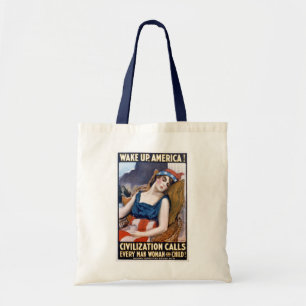 Tote Bag Réveillez L'Amérique ! Art vintage de la liberté p