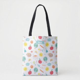 Tote Bag Revenir à l'école avec le nom
