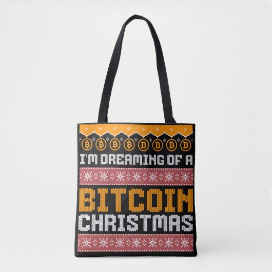 Tote Bag Rêver un BITCOIN CHRISTMAS Faux Knit Motif (Devant)