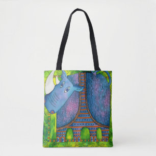 Tote Bag Rhinocéros à motif aquarelle