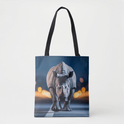 Tote Bag Rhinoceros Animaux Sauvages Dans La Rue (Devant)
