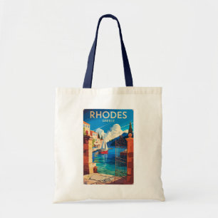 Tote Bag Rhodes Grèce Travel Art Vintage
