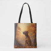 Tote Bag Rhodesian Ridgeback à l'automne Feuilles automne I (Devant)