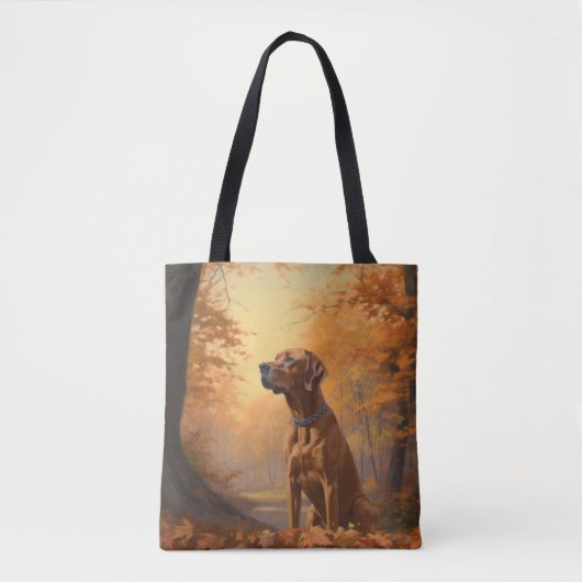 Tote Bag Rhodesian Ridgeback à l'automne Feuilles automne I (Devant)