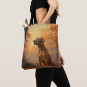 Tote Bag Rhodesian Ridgeback à l'automne Feuilles automne I (De près)