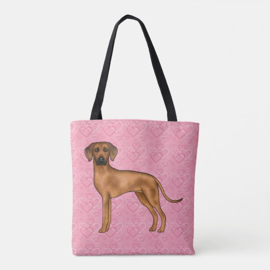 Tote Bag Rhodesian Ridgeback Chien Love Coeur Motif rose (Dos)