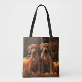Tote Bag Rhodesian Ridgeback Chiot Automne Citrouille délic (Devant)