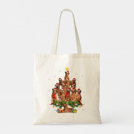 Tote Bag Rhodesian Ridgeback feux d'arbre de Noël Drôle Do (Dos)
