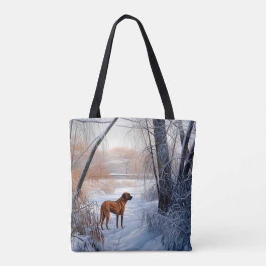 Tote Bag Rhodesian Ridgeback Laisser Neige Noël (Dos)