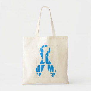 Tote Bag Ribbon Autisme Je Porte Du Bleu Pour Mon Grand-Fil