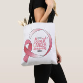 Tote Bag Ribbon de dessin du cancer du sein rose Mois BCA (De près)