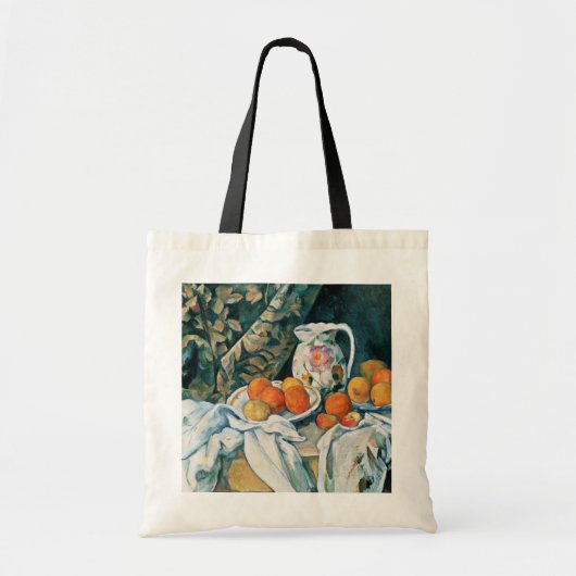 Tote Bag Rideau de vie fixe de Cezanne, Pitcher à fleurs, F (Devant)