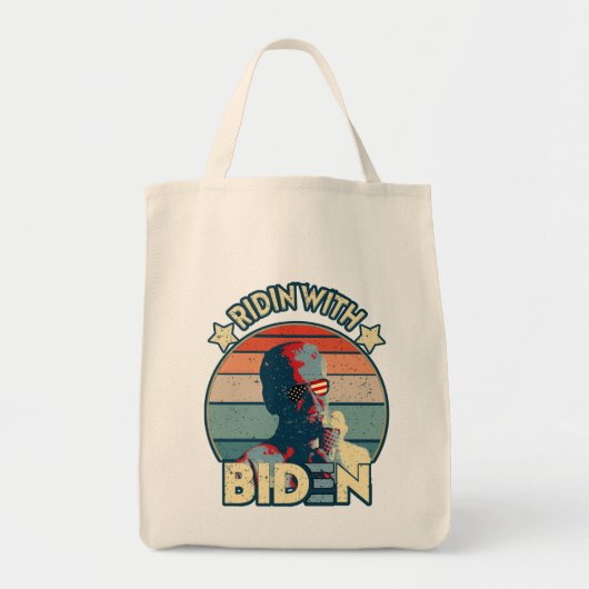Tote Bag Ridin' With Biden Manger Ice Cream Retro Sunset (Devant)
