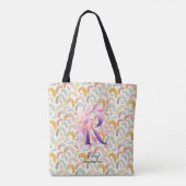 Tote Bag Riley's Radiant Rainbows - Boho Floral Monogram R (Dos)
