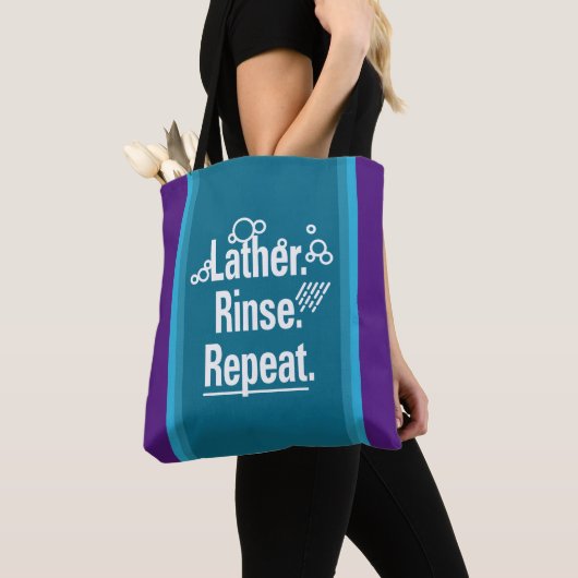 Tote Bag Rincer Lather Répéter Blanc Gfx Aqua Stripes (De près)
