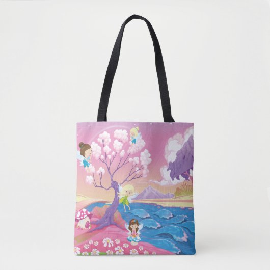 Tote Bag Rive magique avec des fées licorne et sirène (Devant)