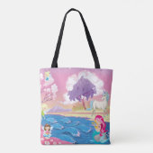Tote Bag Rive magique avec des fées licorne et sirène (Dos)