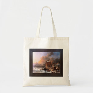 Tote Bag Rivière Gelée Avec Patineurs par Andreas Schelfhou