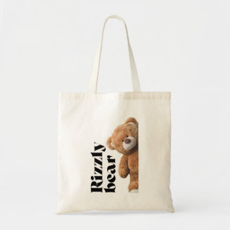 Tote Bag Rizzly cute teddy bear design funny quote