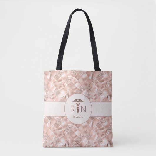 Tote Bag RN Infirmière inscrite Faux Parties scintillant et (Devant)