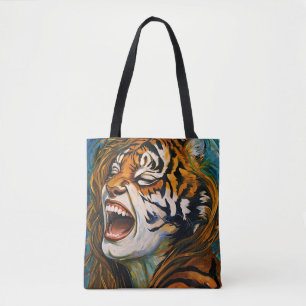Tote Bag Roar of the Wild Heart - Tigress coloré