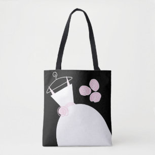 Tote Bag Robe de mariée rose Mariée Marié texte noir