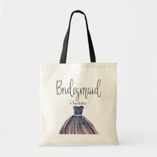 Tote Bag Robe Feminine Étincelante Dorée Bridesmaid Personn