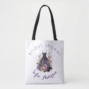 Tote Bag Robe noire douche de mariage violet