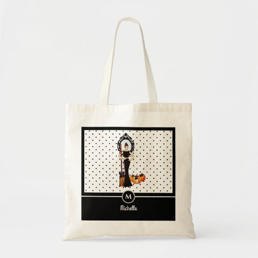 Tote Bag Robe noire élégante classique d'Halloween mode (Devant)