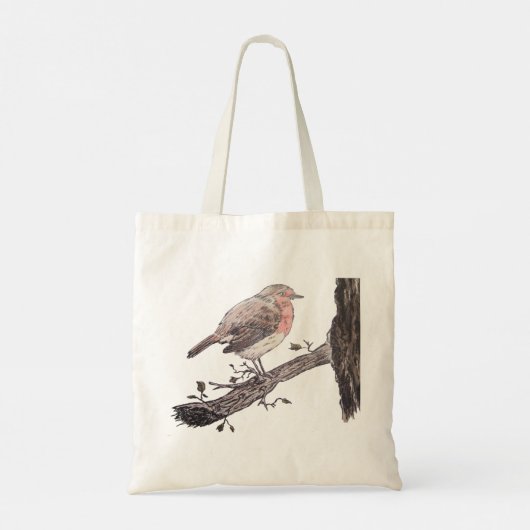 Tote Bag Robin perché sur une feuille de lierre (Dos)