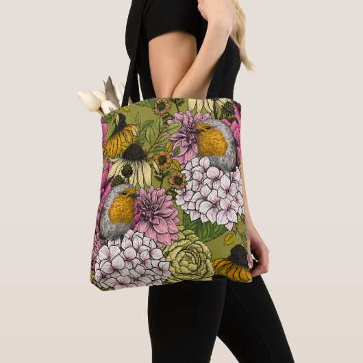 Tote Bag Robins dans le jardin 2 (De près)