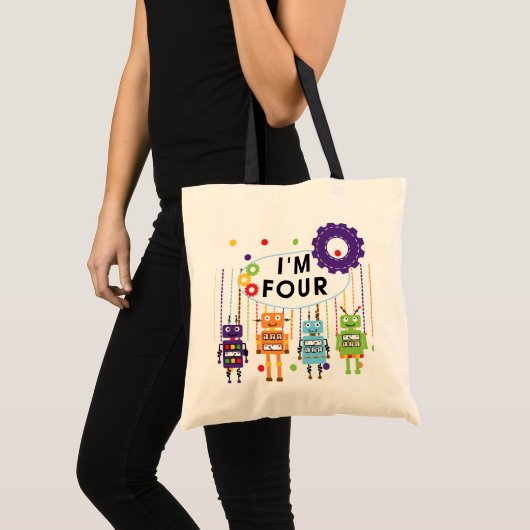 Tote Bag Robot T-shirts et cadeaux d'anniversaire 4e (Devant (produit))